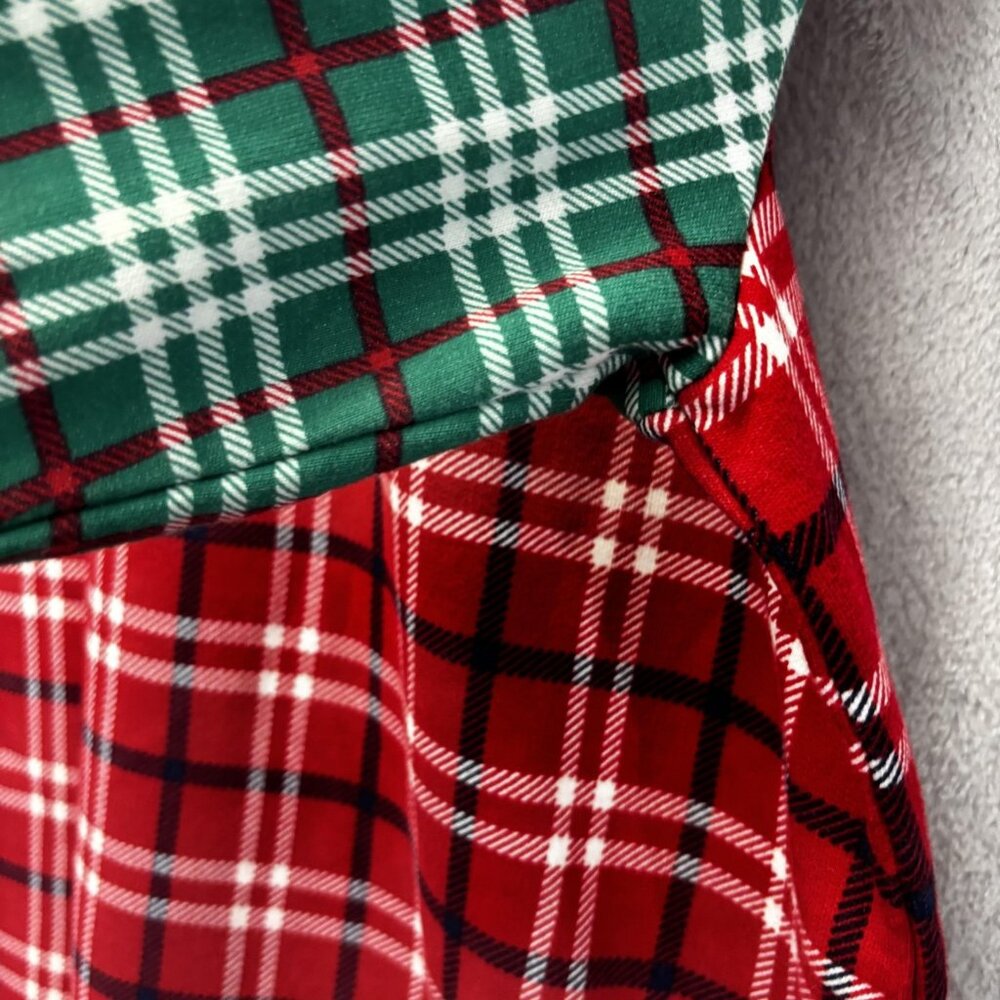Lands End Serious Sweats Sweatshirt Womens Large Red Green Plaid Holiday Casual - Picture 7 of 14